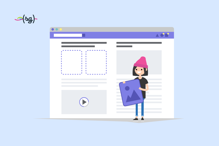 Strichzeichnung einer Person, die eine Karriereseite gestaltet