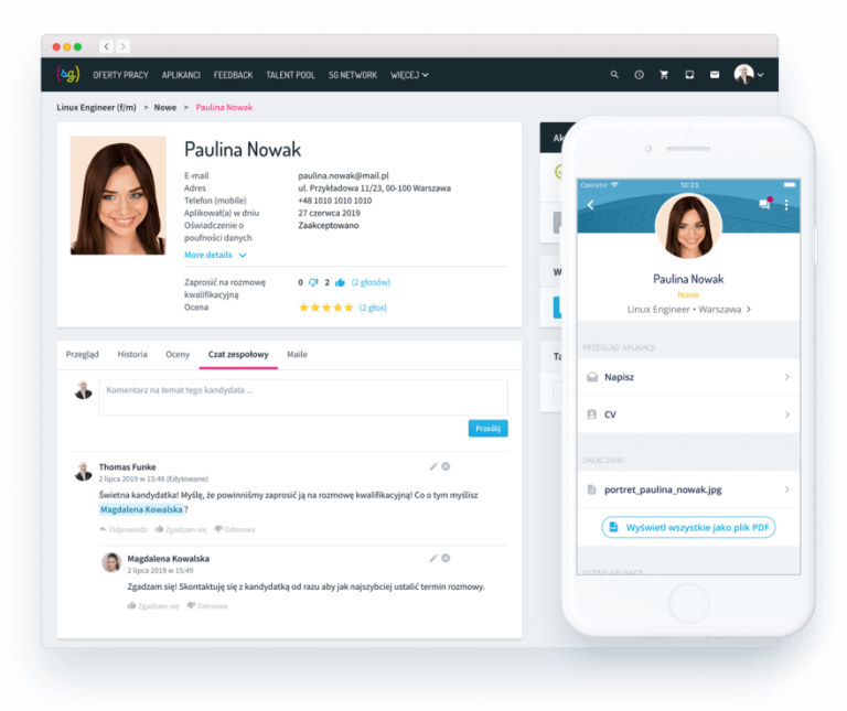 Ein Screenshot des softgarden Bewerbermanagementsystems