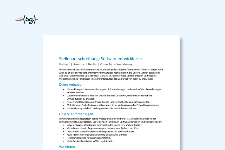 Die Grafik zeigt eine Abbildung einer Stellenausschreibung