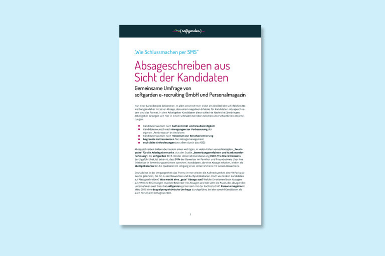 Die Grafik zeigt ein Abbild der Umfrage "Absageschreiben aus Sicht der Kandidaten"